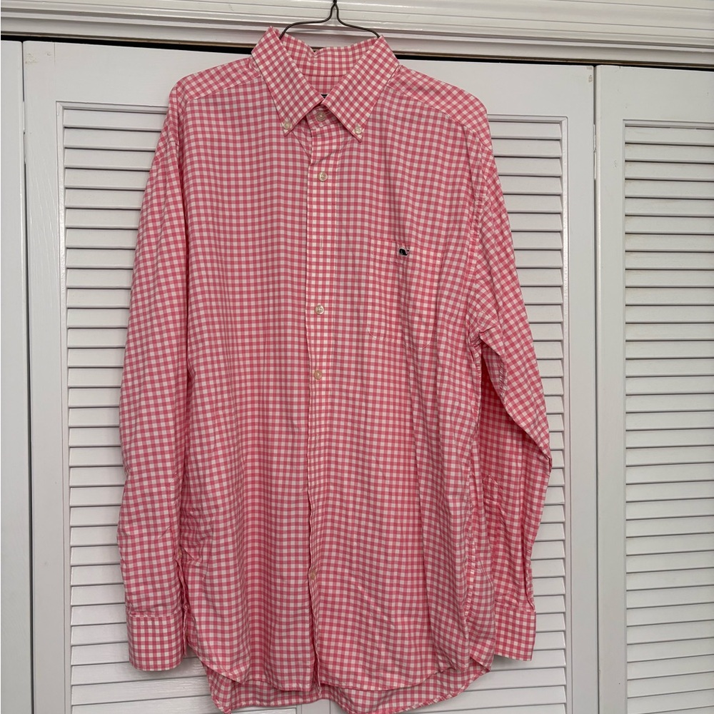 Men's Vineyard Vines Pink Gingham Button-Down Shirt